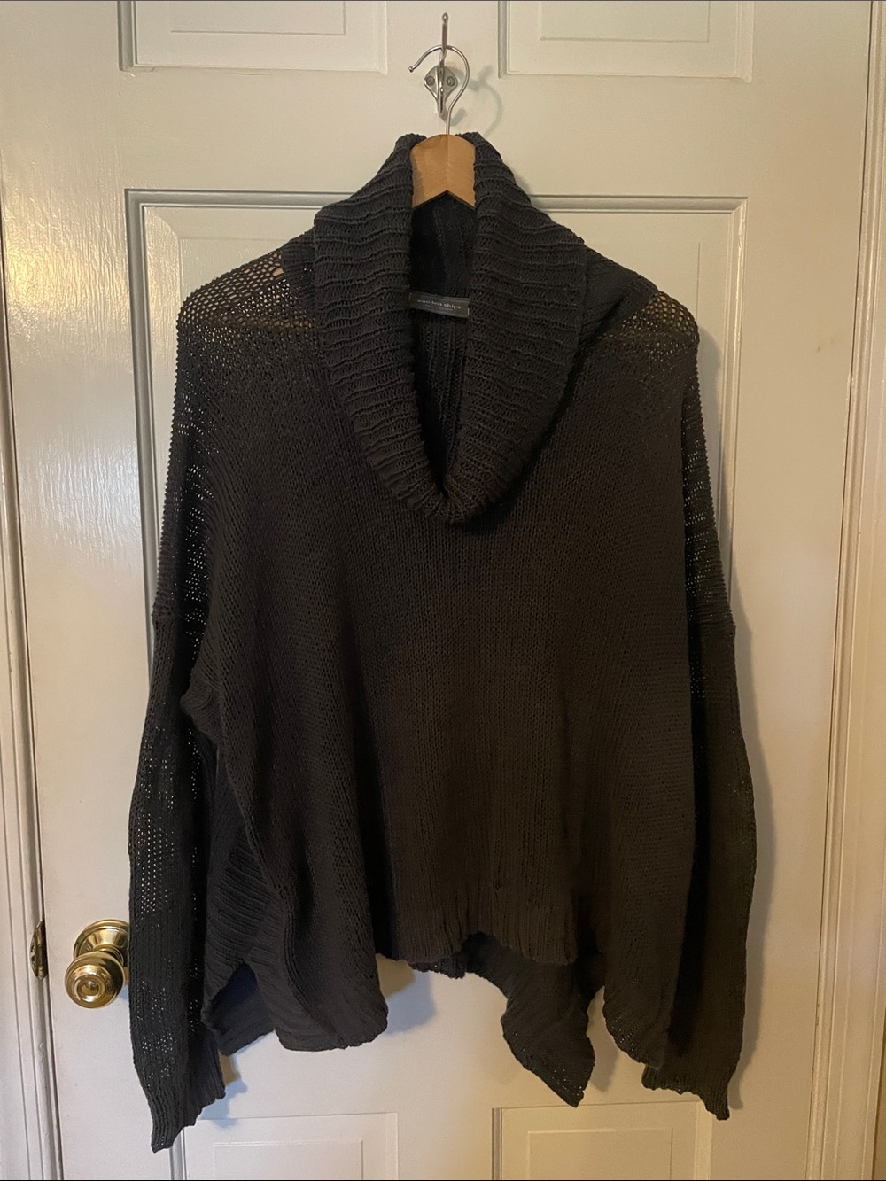 Dark Grey Wooden Ships Women's Cowl Neck Beach Sweater
